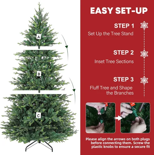 Vista 5 de Hykolity Árbol de Navidad preiluminado de 7.5 pies con follaje de Blanco cálido