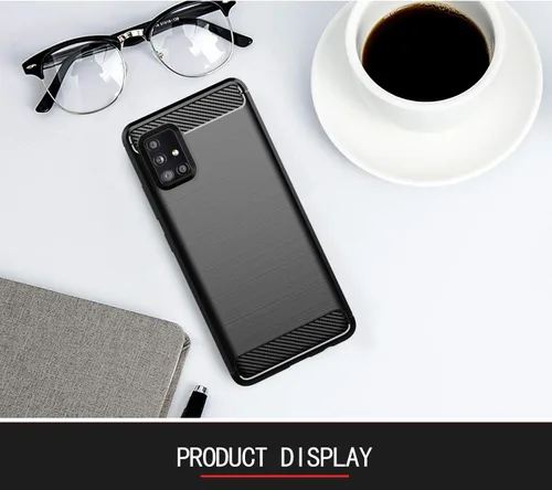 Vista 7 de Funda para Samsung A51 5G con protector de pantalla HD - M MAIKEZI Slim TPU antideslizante (cepillado negro)