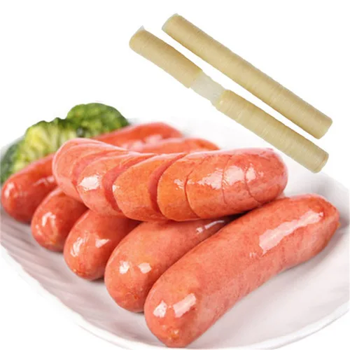 Vista 2 de Tubo seco de la cubierta de la salchicha del cerdo de las tripas comestibles del colágeno para la máquina del fabricante de la salchicha, 14m28m m