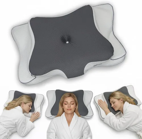 Vista 11 de Almohada cervical ergonómica para dormir – Almohada cervical de espuma viscoelástica refrescante para personas que duermen de lado y de espalda