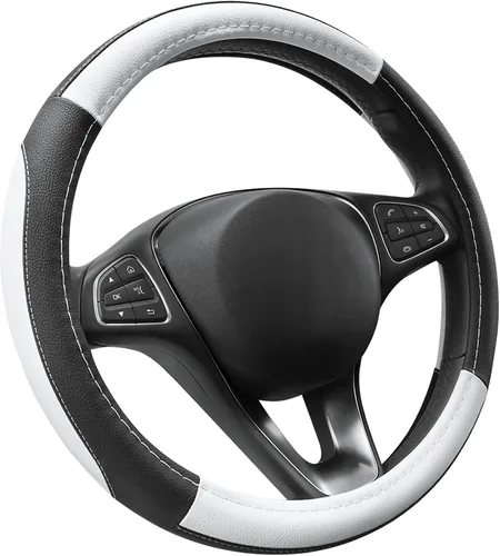 Vista 18 de SEG Direct Funda para volante de automóvil, tamaño mediano estándar de 14 1/2-15 pulgadas, embalaje no plegable, resistente, antideslizante, cuero