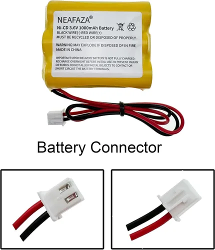 Vista 2 de Señal de salida Ni-CD de 3.6 V, 1000 mAh, batería de emergencia compatible con OSA107 PowerSonic A5289-1 DISON KRH-15/51 KRH15/51 JLEU9