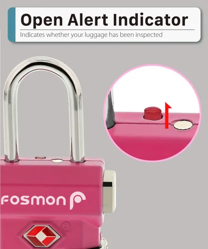 Vista 7 de Fosmon Cerraduras de equipaje aprobadas por la TSA, cerradura de viaje para maleta con botón de liberación para mayor seguridad, candado