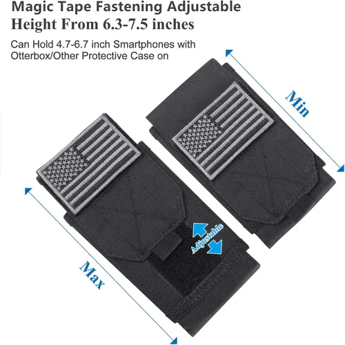 Vista 5 de Funda táctica negra Molle para teléfono celular, resistente al agua, para iPhone 11, 12, 13 Pro Max, para Samsung S22, S21, S20, FE, Note 20, A13