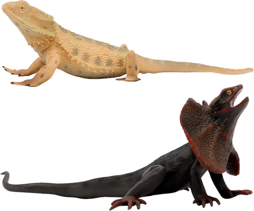 Vista 2 de Gemini&Genius Juguetes de lagarto, figuras de lagarto de dragón barbudo, regalo de accesorios de broma, juego aterrador, divertido adorno de pastel