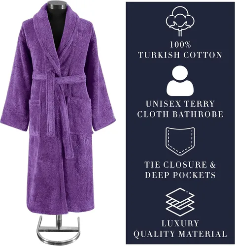Vista 6 de Classic Turkish Towels - Luxury Terry Cloth Robe for Men and Women, 100% Turkish Cotton, Soft and Plush, Long Unisex Bathrobe