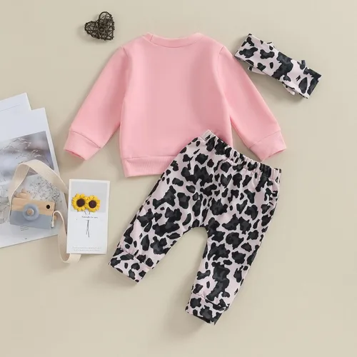Vista 7 de CIYCUIT Conjunto de 3 piezas de sudadera de margaritas + pantalones + diadema, ropa infantil de otoño e invierno