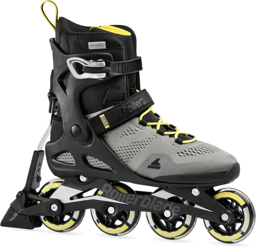 Vista 2 de Rollerblade Macroblade 80 ABT - Patines en línea para hombre, color plateado y amarillo neón, patines en línea de rendimiento