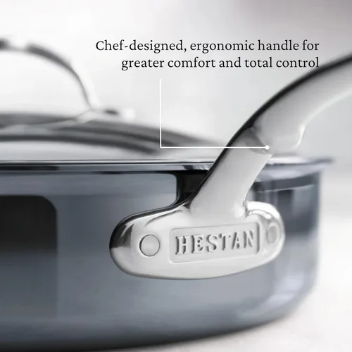 Vista 6 de Hestan - Colección NanoBond - Sartén de titanio de acero inoxidable, compatible con placa de inducción, 5 cuartos de galón