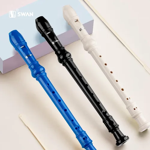 Vista 6 de SWAN Grabadora soprano para estudiantes principiantes – Flauta de 8 agujeros desmontable 3 piezas ABS descante grabadores con varilla de limpieza