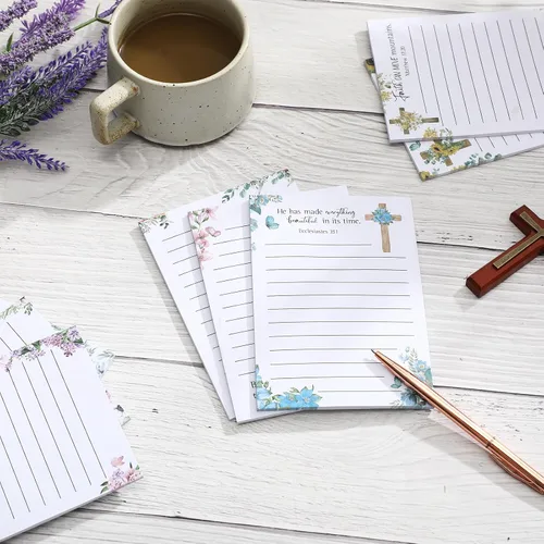 Vista 4 de 8 Pack Christian Sticky Notes Samll Scripture Inspirational Memo Pads Floral Design Adhesive Religious Bible Verse Quotes Notepads for Writing Diary