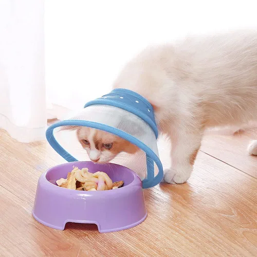 Vista 8 de Vivifying Conos de perro para perros pequeños, cono de mascota ajustable de 5.7-8 pulgadas, collar isabelino de recuperación ligero para gatos Azul