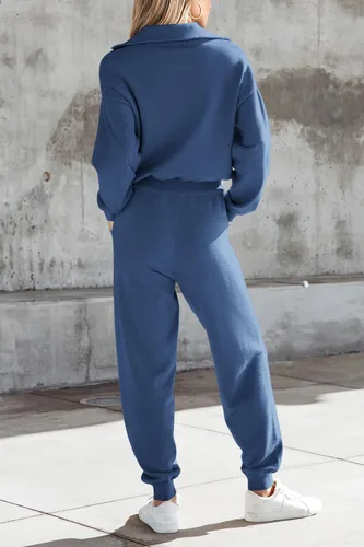 Vista 72 de PRETTYGARDEN Conjunto de suéter de 2 piezas para mujer, sudadera con cremallera, pantalones deportivos, ropa casual