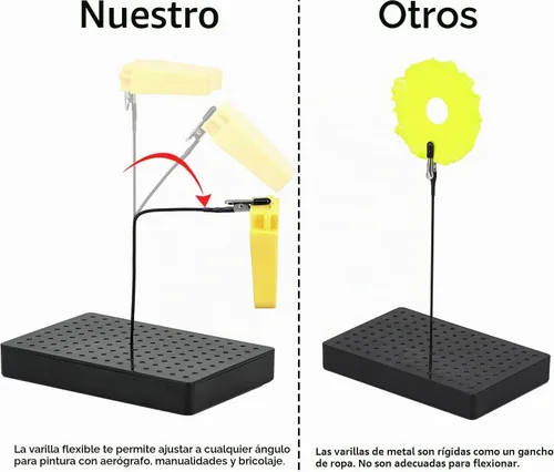 Vista 2 de Soporte de pintura para modelo, soporte de base y 12 piezas de clip de cocodrilo flexible, herramientas de modelado para aerógrafo, piezas