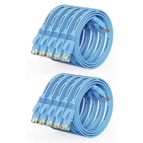 Vista 17 de Cable Ethernet Cat 6 de 1 pie (paquete de 10) (a un precio Cat5e pero mayor ancho de banda) Cables de red planos de Internet - Cable de conexión