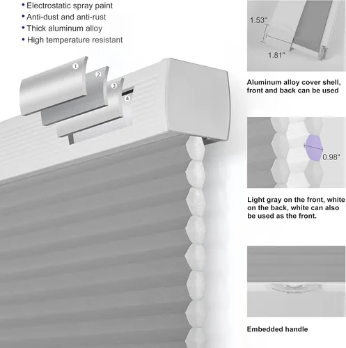 Vista 3 de Persianas celulares inalámbricas con filtro de luz, impermeables, con diseño de panal, para ventanas, aisladas de aluminio, térmicas, cortadas a
