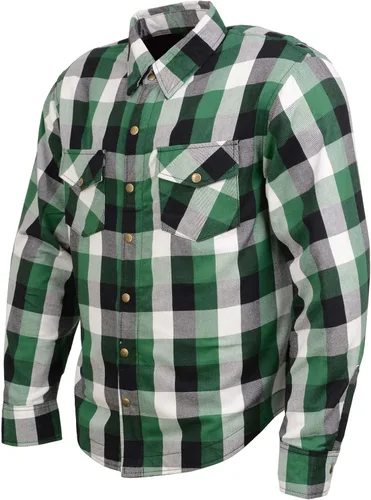 Vista 14 de Camisa de motociclista Milwaukee Leather para hombre, de franela a cuadros con fibra de aramida y armadura - Azul pequeña