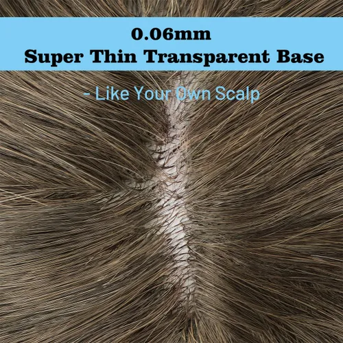 Vista 5 de Toupee para hombres, 8x10 pulgadas 0.002 in piel sintética fina para hombre, cabello humano tipo tupé, rubio sucio para hombre, peluca de cabello