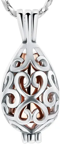 Vista 22 de Imrsanl Joyería de cremación para cenizas – Collar con colgante de cenizas de flor de loto con mini urna de recuerdo, joyería conmemorativa