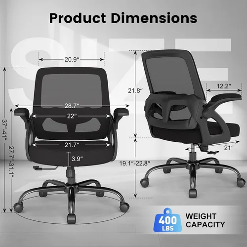 Vista 10 de AnyGod Silla de oficina grande y alta, 400 libras, resistente, cómoda silla