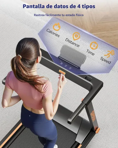 Vista 6 de Superun Incline Waking Pad Treadmill with Handle Bar for Home, 300 LBS Negro naranja