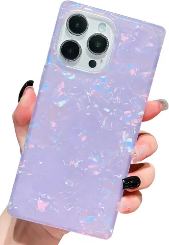 Vista 29 de Elegante Funda con Concha de Madre Perla para Niña Compatible con iPhone 14 de 6.1 Pulgadas, Funda Rectángulo con Borde, Elegante y delgada