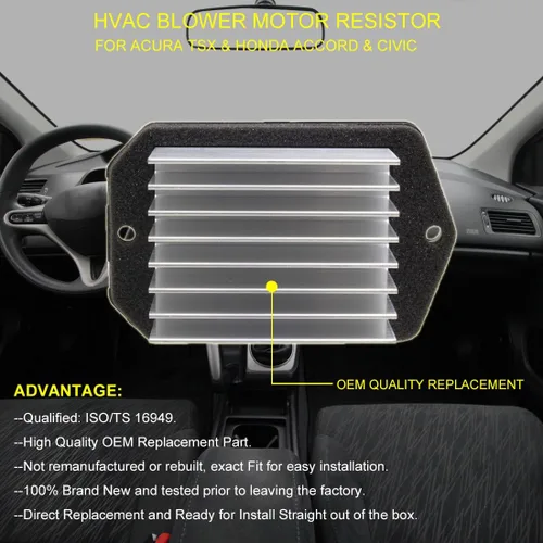Vista 6 de Reemplazo de resistencia del motor del ventilador de HVAC para Acura TSX 2004-2008, Honda Accord 2003-2006, Honda Civic 2006-2008, Honda Odyssey