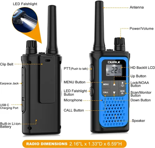 Vista 7 de Walkie Talkies para adultos de largo alcance, paquete de 2 walkie talkies recargables, 22 canales FRS, radios bidireccionales con receptor