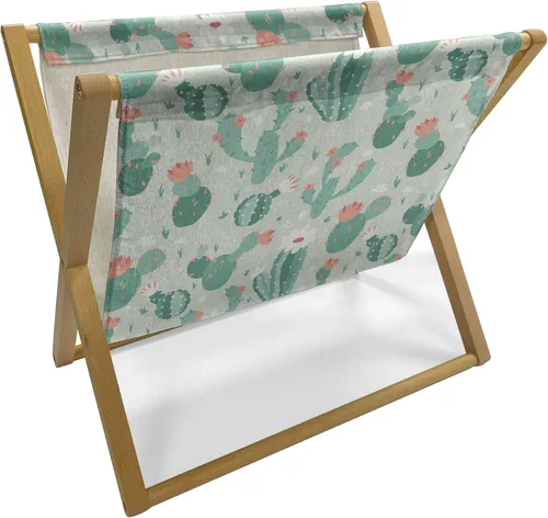 Vista 11 de Ambesonne Soporte para revistas y libros de damasco, diseño tradicional italiano europeo de desplazamiento repetido, en tono amarillo dorado