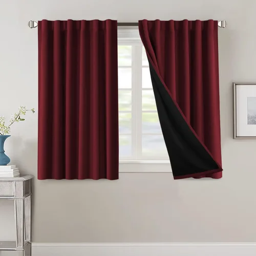 Vista 45 de H.VERSAILTEX Cortinas 100% opacas para dormitorio con forro negro, cortinas de oscurecimiento de habitación completa, con aislamiento térmico