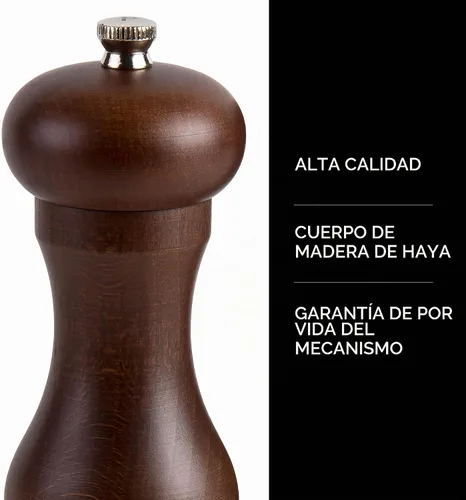 Vista 2 de Cole and Mason Forest Capstan molinillo de pimienta (12.5 pulgadas) de madera de haya oscura, Sal, Salt