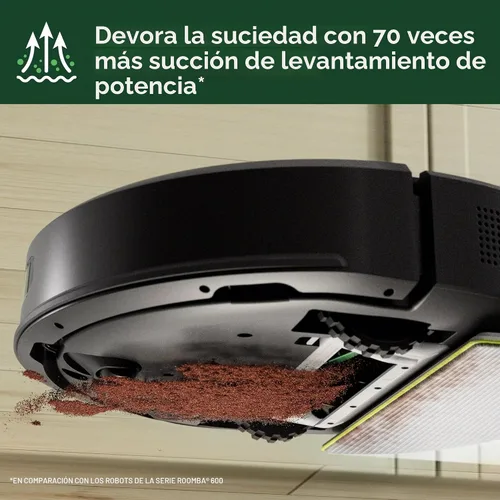 Vista 4 de iRobot Roomba 105X Robot Aspirador y Trapeador Combo, Base de Vacío Automático, Autovaciado hasta 75 días, Succión de Elevación de Potencia 70×
