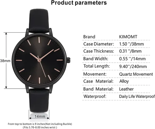 Vista 5 de Relojes para mujer, correa de cuero, relojes de cuarzo de lujo, impermeables, a la moda, reloj de pulsera creativo para mujeres y señoras