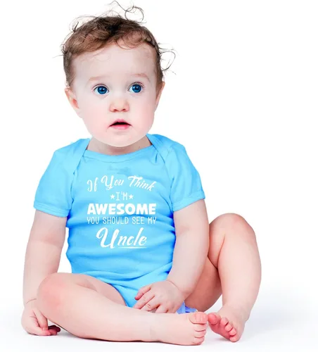 Vista 18 de AW Fashions If You Think, I'm Awesome You Should See My Uncle - Body para bebé recién nacido