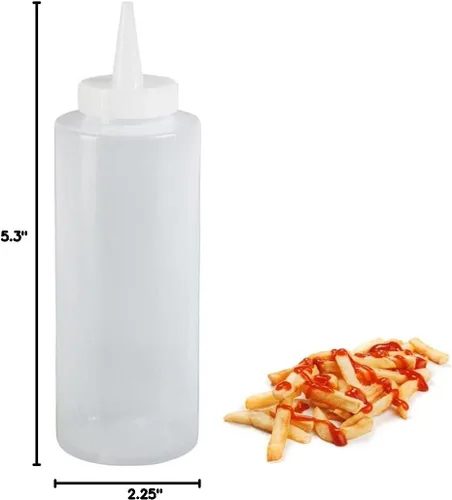 Vista 5 de Dispensador de plástico para condimentos, botella para apretar, 4 unidades, aceite de salsa de tomate de mostaza, 12.5 onzas