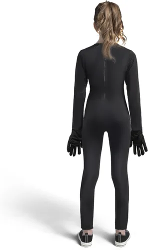 Vista 3 de Spooktacular Creations Disfraz de esqueleto de Halloween para niños, overol unisex de esqueleto que brilla en la oscuridad con guantes para niños