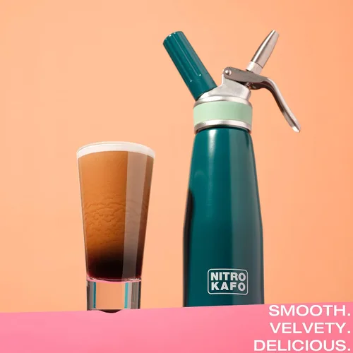Vista 3 de Cafetera Nitro de 1 litro, cafetera de aluminio Nitro Cold Brew con boquilla especial de difusor de nitro y cafetera fría con tarro Mason