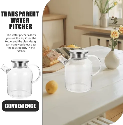 Vista 9 de CALLARON Mango ergonómico Jarra de vidrio Jarra de agua de refrigeración Tetera Jarra de jugo de cocina esencial