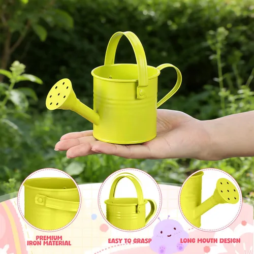 Vista 8 de Paquete de 5 regaderas pequeñas de metal para niños, mini maceta de agua para plantas para jardinería en interiores y exteriores, bonitos juguetes