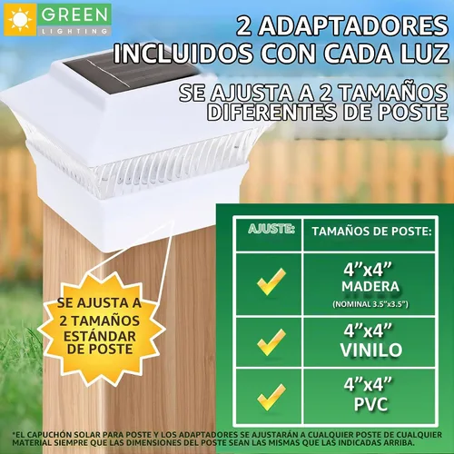 Vista 2 de GreenLighting Luces solares estándar #1 para tapa de poste para madera nominal de 4 x 4, postes de PCV/vinilo de 4 x 4, luz solar para valla al aire