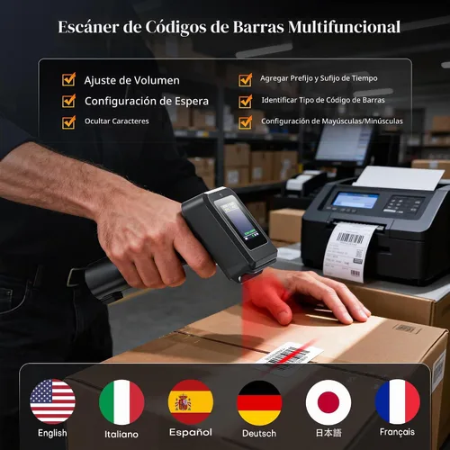 Vista 7 de Tera Pro 1D 2D QR Escáner de código de barras inalámbrico con pantalla de visualización del nivel de batería, visualización del tiempo, funciona