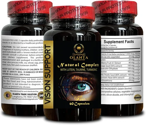 Vista 2 de Fórmula avanzada de apoyo para los ojos y la visión con extractos de hierbas de luteína zeaxantina y antioxidantes para apoyar el equilibrio visual