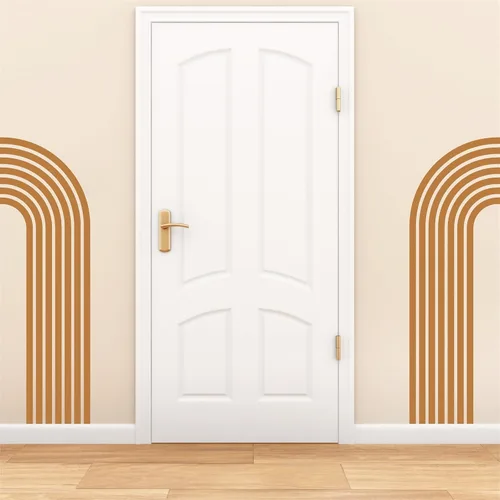 Vista 9 de Kazova - Calcomanía de arco de pared marrón - Grandes calcomanías modernas de estilo boho para cabecero, abstractas, retro, para despegar y pegar