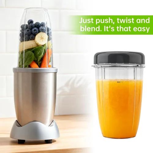 Vista 2 de 2 vasos de repuesto reutilizables de 24 onzas para licuadoras Nutribullet de 600 W / 900 W con tapa, vaso de repuesto lavable