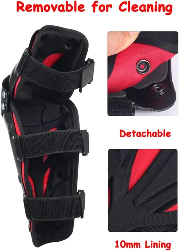 Vista 4 de Ridbiker Chaqueta protectora de motocicleta, rodilleras ajustables de 3 secciones, 1 par, protector de pecho de columna vertebral con protección