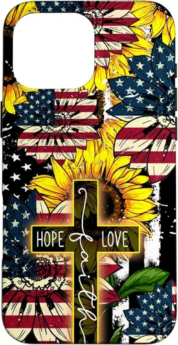 Vista 19 de Funda para iPhone 16 Sunflowers Faith Hope Love Jesus Cross Christian