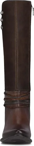 Vista 3 de Cuadra Botas altas para mujer en piel auténtica con cremallera marrón