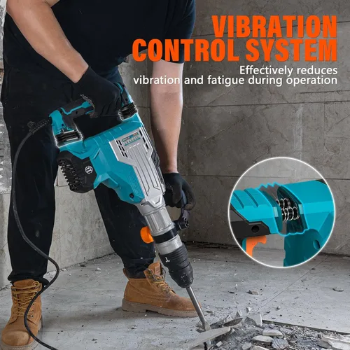 Vista 6 de Berserker 1700W Martillo de demolición eléctrico de 25 libras SDS-Max, martillo de demolición de 1-9/16" de 14 amperios con cable, martillo pesado