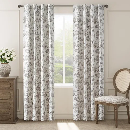 Vista 17 de jinchan Cortinas Opacas Florales para Dormitorio, 63 Pulgadas de Largo Cortinas Opacas con Estampado de Flores, Estilo Campo Francés con Pestañas