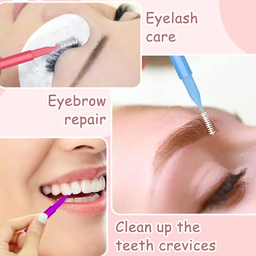 Vista 6 de 50 cepillos de cejas para cejas, cepillo multifuncional para peine de pestañas con tapa, herramienta portátil para cejas, brochas de cejas
